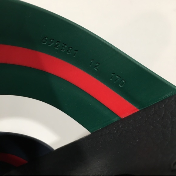 GUCCI WEB RGR RUBBER SLIDES SANDALS -MEN’S US 12.5 -NEW - Picture 7 of 9